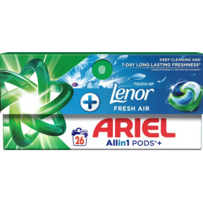 Капсули для прання Ariel Pods+ All-in-1 Touch of Lenor Дотик свіжого повітря Lenor 26 шт
